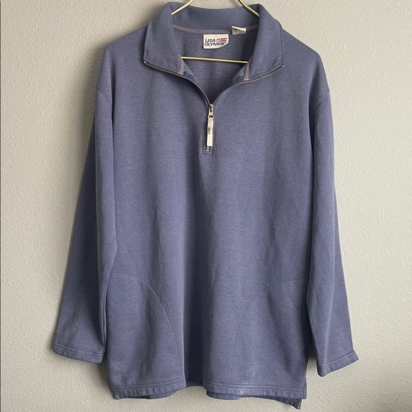 USA Olympic Men's Zip-Up Pullover Sweater in Blue - Picture 1 of 9